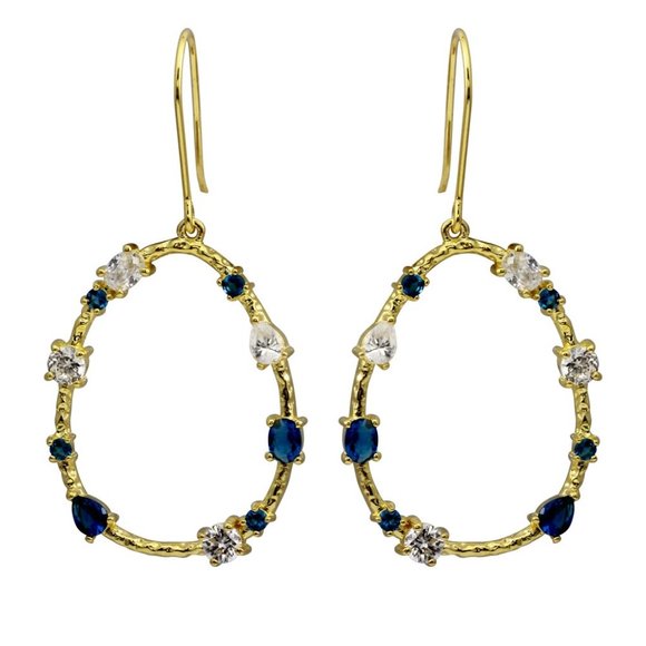 Silver 925 Gold Plated Open Oval Hoop Earrings
